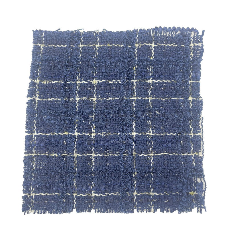 100 Polyester Dark Blue Plaid Metallic Tweed Fabric Para sa Pambabaeng Damit 19909-10