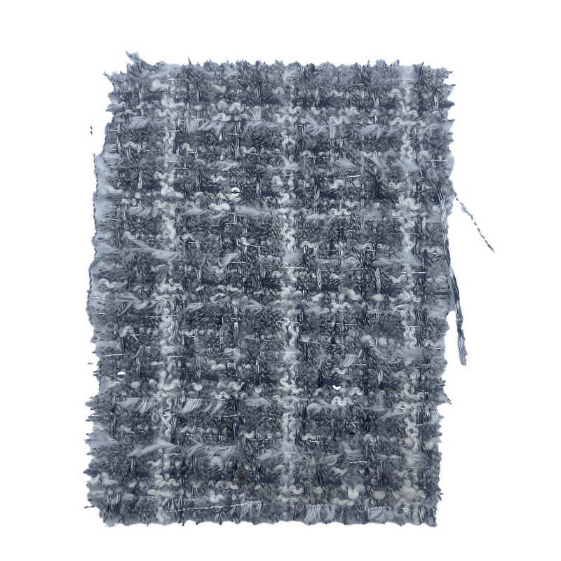Fine Texture Gray Plaid Embossed Tweed Fabrics Para sa Mga Kasuotang Babae 23503