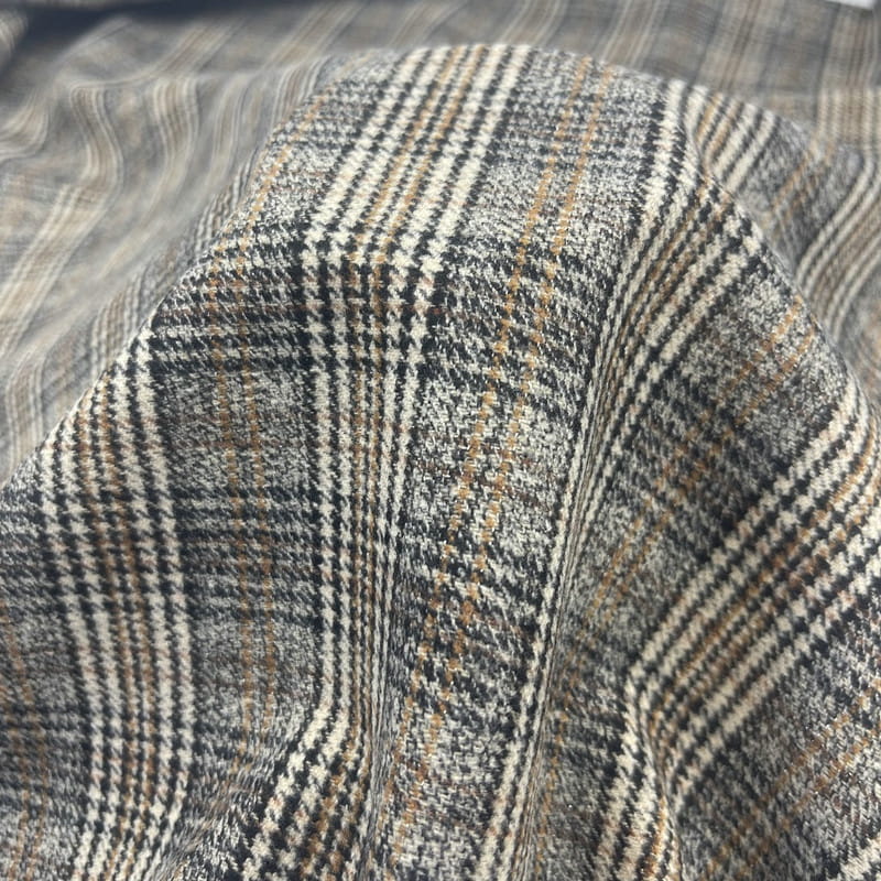 Plaid Houndstooth Check Brown Metallic Woven Fabrics Para sa Suit 250515