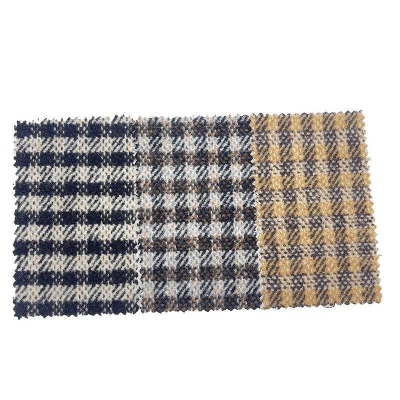 Brown Twill Checks Brush Soft Touching Tweed Wool Fabrics Para sa Coats 3811
