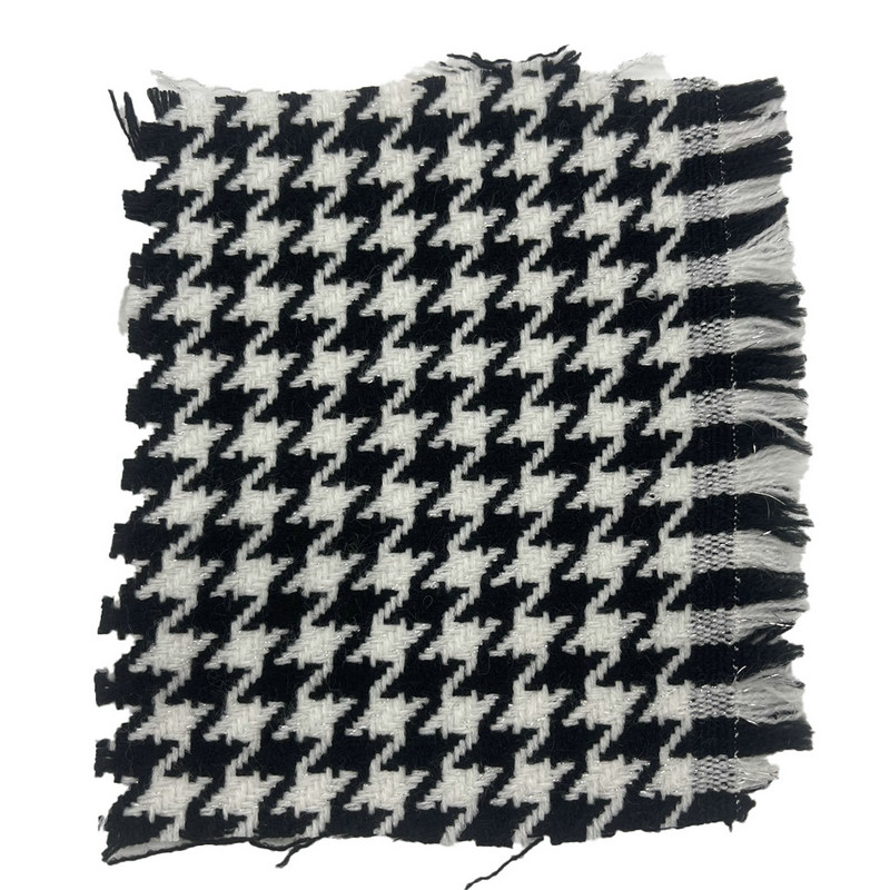Black White Acrylic Metallic Houndstooth Jacquard Tweed Fabrics Para sa Upholstery