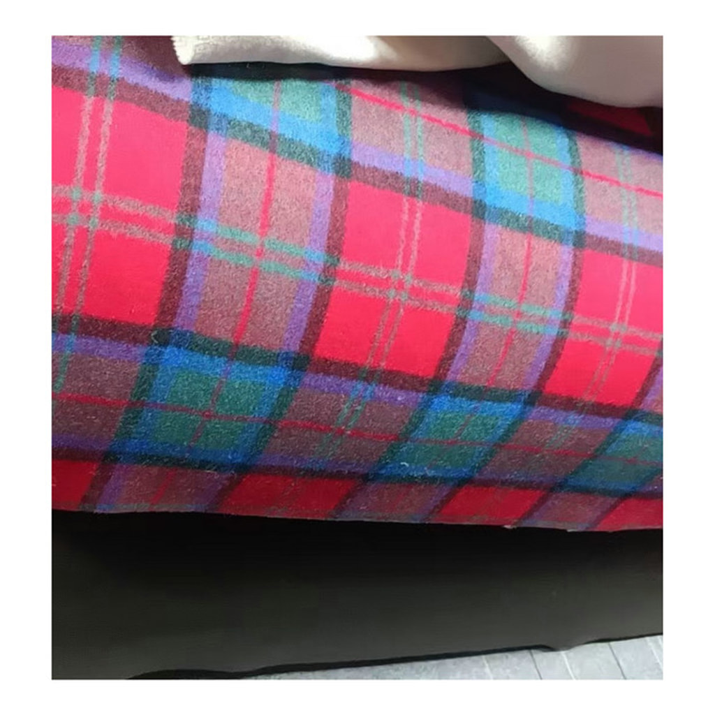 Fashion Pink Blue Contrast Colors Plaid Wool Nylon Fabrics Para sa Damit ZZH25002