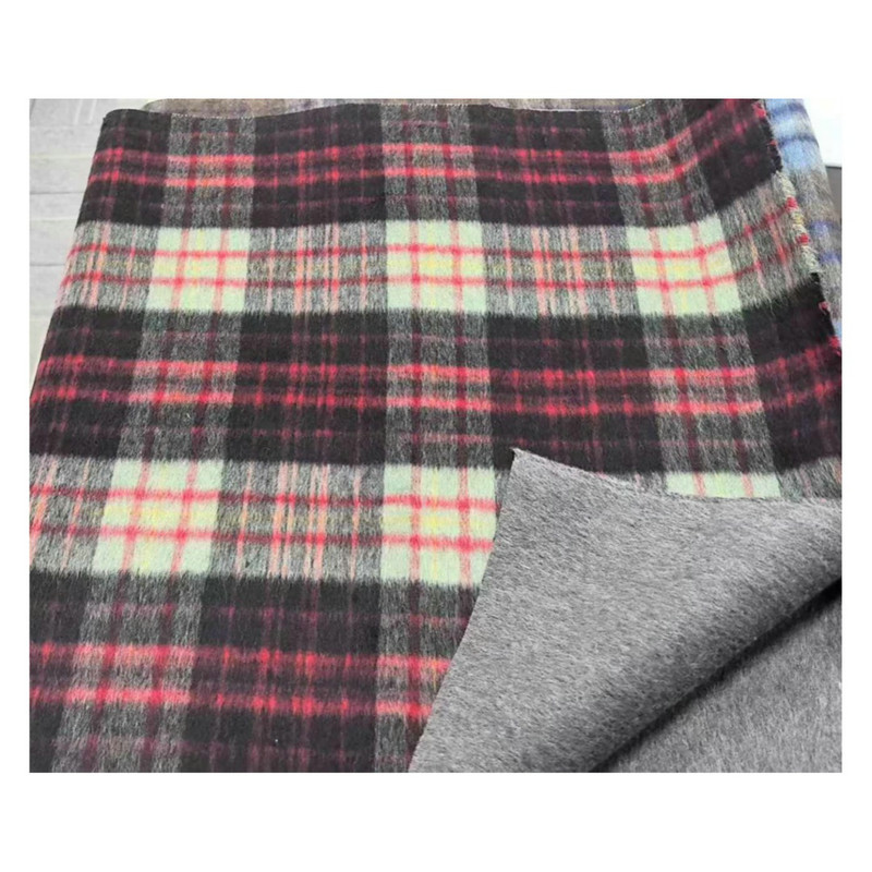 Heavyweight Makapal Pink Brown White Plaid Wool Woven Fabrics Para sa Winter Overcoats ZZH25004